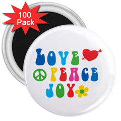 Love Peace And Joy 3  Button Magnet (100 Pack) by TastefulDesigns