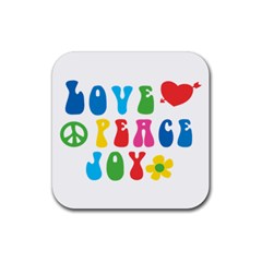 Love Peace And Joy  Rubber Coaster (square)  by TastefulDesigns