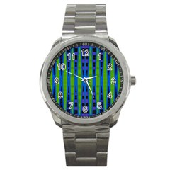 Blue Green Geometric Sport Metal Watch