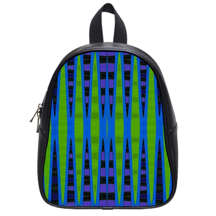 Blue Green Geometric School Bags (Small) 