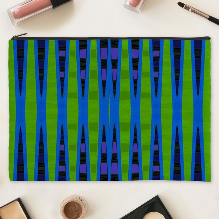 Blue Green Geometric Cosmetic Bag (XXXL) 