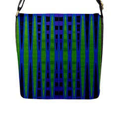 Blue Green Geometric Flap Messenger Bag (l) 