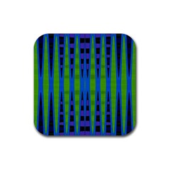 Blue Green Geometric Rubber Coaster (square) 