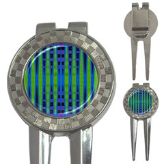 Blue Green Geometric 3-in-1 Golf Divots