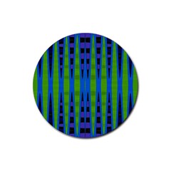 Blue Green Geometric Rubber Coaster (round) 