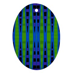 Blue Green Geometric Oval Ornament (two Sides)