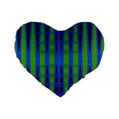 Blue Green Geometric Standard 16  Premium Heart Shape Cushions