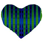 Blue Green Geometric Large 19  Premium Heart Shape Cushions Back