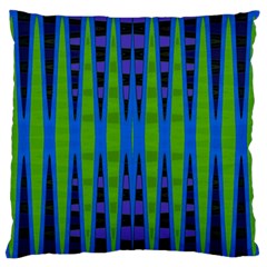 Blue Green Geometric Large Flano Cushion Case (two Sides)