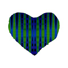 Blue Green Geometric Standard 16  Premium Flano Heart Shape Cushions