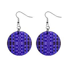 Blue Black Geometric Pattern Mini Button Earrings