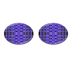 Blue Black Geometric Pattern Cufflinks (oval)