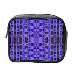 Blue Black Geometric Pattern Mini Toiletries Bag 2-side