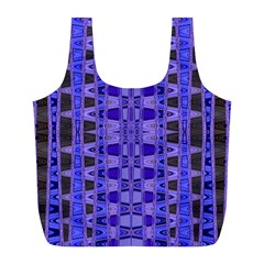 Blue Black Geometric Pattern Full Print Recycle Bags (l) 