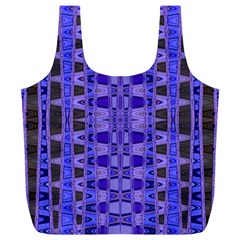 Blue Black Geometric Pattern Full Print Recycle Bags (l) 