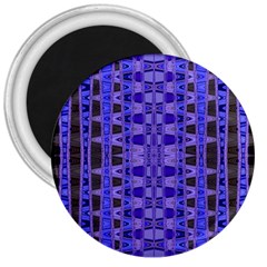 Blue Black Geometric Pattern 3  Magnets