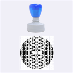 Blue Black Geometric Pattern Rubber Round Stamps (medium)