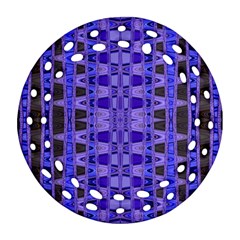 Blue Black Geometric Pattern Ornament (round Filigree) 