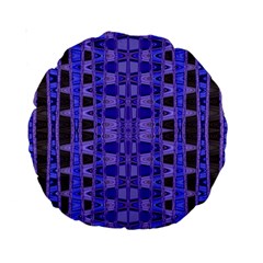 Blue Black Geometric Pattern Standard 15  Premium Round Cushions