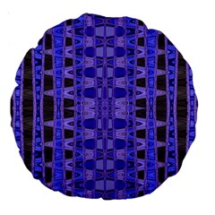 Blue Black Geometric Pattern Large 18  Premium Round Cushions