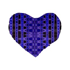 Blue Black Geometric Pattern Standard 16  Premium Heart Shape Cushions