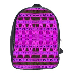 Bright Pink Black Geometric Pattern School Bags (xl) 