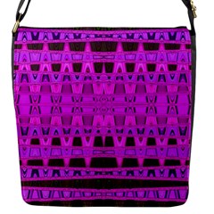 Bright Pink Black Geometric Pattern Flap Messenger Bag (s) by BrightVibesDesign