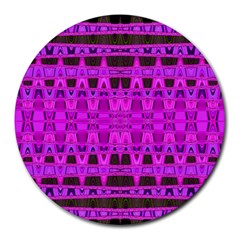 Bright Pink Black Geometric Pattern Round Mousepads