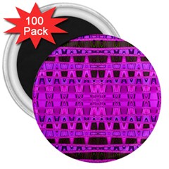 Bright Pink Black Geometric Pattern 3  Magnets (100 Pack)