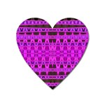 Bright Pink Black Geometric Pattern Heart Magnet Front