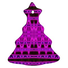 Bright Pink Black Geometric Pattern Ornament (christmas Tree)