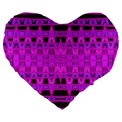 Bright Pink Black Geometric Pattern Large 19  Premium Heart Shape Cushions