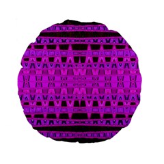 Bright Pink Black Geometric Pattern Standard 15  Premium Flano Round Cushions