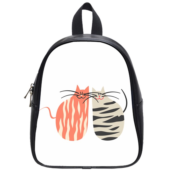 Two Lovely Cats   School Bags (Small) 