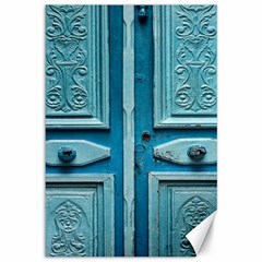 Turquoise Oriental Old Door Canvas 12  X 18   by TastefulDesigns