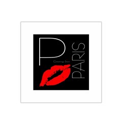 Greetings From Paris 1500 1500 Red Lipstick Kiss Black Postcard Design Satin Bandana Scarf by yoursparklingshop