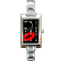 Greetings From Paris Red Lipstick Kiss Black Postcard Rectangle Italian Charm Watch by yoursparklingshop