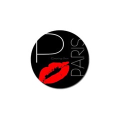 Greetings From Paris Red Lipstick Kiss Black Postcard Golf Ball Marker (4 Pack) by yoursparklingshop