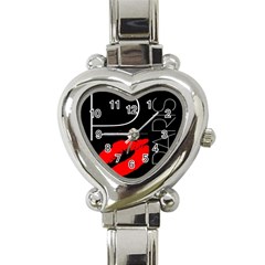 Greetings From Paris Red Lipstick Kiss Black Postcard Heart Italian Charm Watch by yoursparklingshop