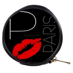 Greetings From Paris Red Lipstick Kiss Black Postcard Mini Makeup Bags by yoursparklingshop