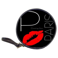 Greetings From Paris Red Lipstick Kiss Black Postcard Classic 20-cd Wallets by yoursparklingshop