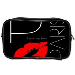 Greetings From Paris Red Lipstick Kiss Black Postcard Toiletries Bags 2-side by yoursparklingshop