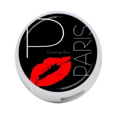 Greetings From Paris Red Lipstick Kiss Black Postcard 4-port Usb Hub (one Side) by yoursparklingshop