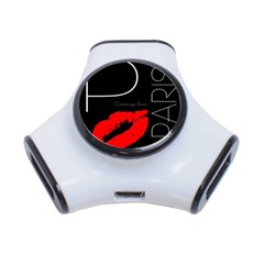 Greetings From Paris Red Lipstick Kiss Black Postcard 3-port Usb Hub by yoursparklingshop