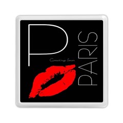 Greetings From Paris Red Lipstick Kiss Black Postcard Memory Card Reader (square) 