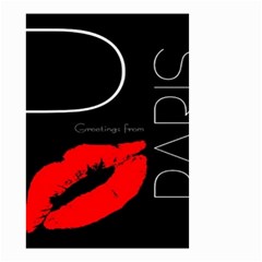 Greetings From Paris Red Lipstick Kiss Black Postcard Small Garden Flag (two Sides)