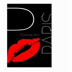 Greetings From Paris Red Lipstick Kiss Black Postcard Large Garden Flag (two Sides)