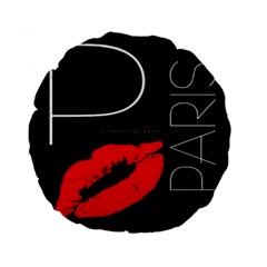 Greetings From Paris Red Lipstick Kiss Black Postcard Standard 15  Premium Flano Round Cushions