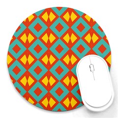 Blue Rhombus Pattern                			round Mousepad by LalyLauraFLM