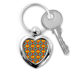 Blue Rhombus Pattern                			key Chain (heart) by LalyLauraFLM